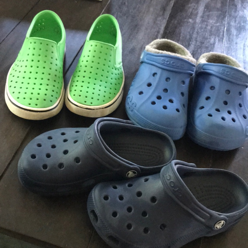 Shoe LOT - 2 pairs of crocks, 1 pair natives